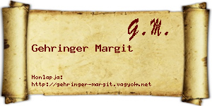 Gehringer Margit névjegykártya